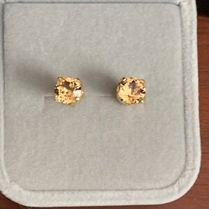 Gold plated 925 silver champagne stone stud earrings